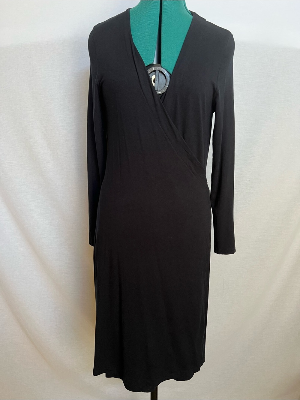 Boden Classic Black Long-Sleeve Wrap Dress